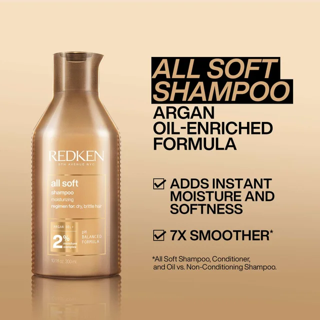 Redken All Soft Shampoo, For Dry Hair, Intense Softness and Shine 300ml
