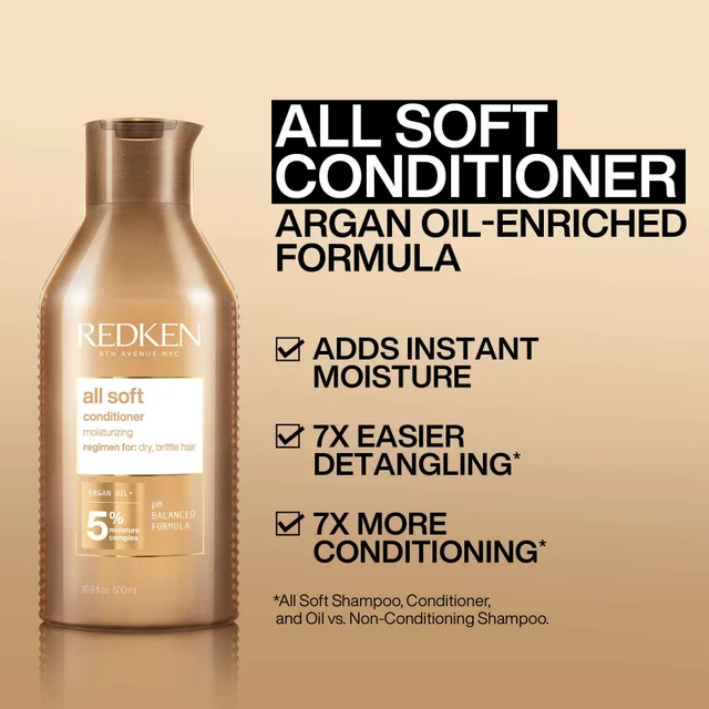 Redken All Soft Conditioner, For Dry Hair, Intense Softness and Shine 300ml