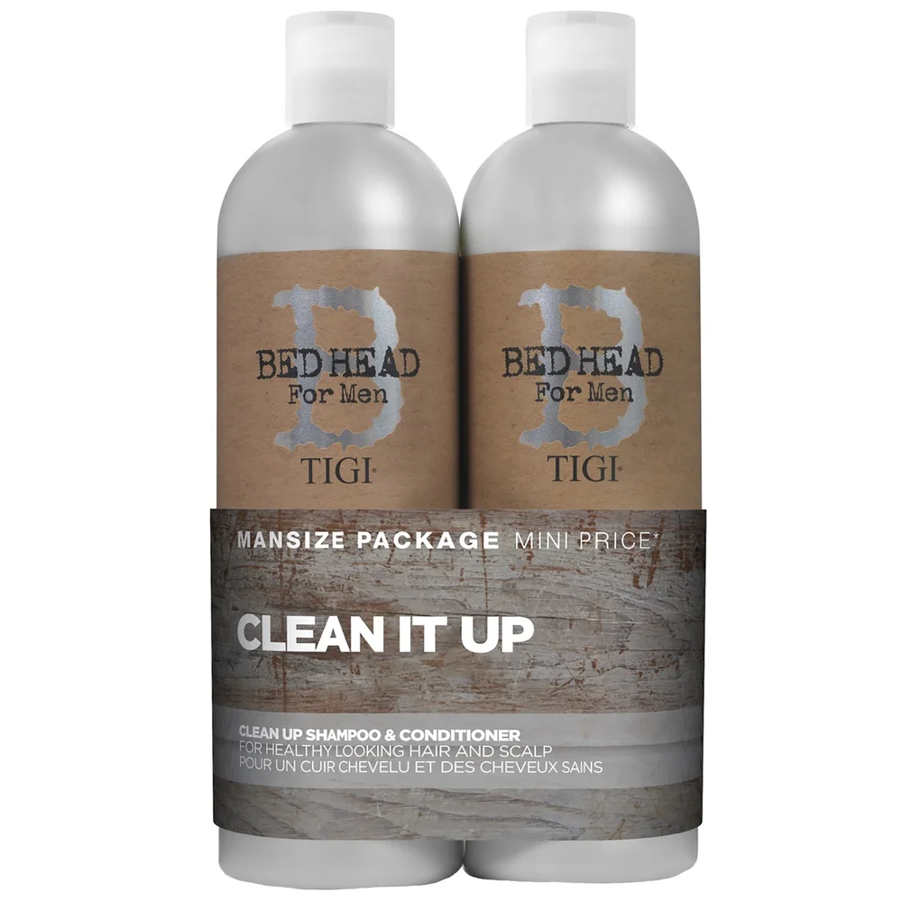 TIGI Bed Head For Men Wash and Care Clean Up Tween Set: Daily Shampoo 750ml & Peppermint Conditioner 750ml Image 1