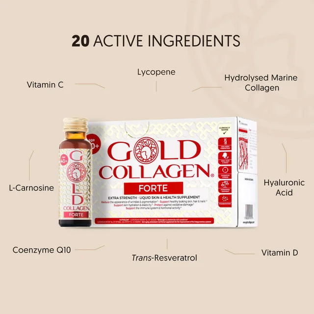 Gold Collagen Liquid Supplement Forte Extra Strength Liquid Skin & Health Supplement For Ages 40+ 10 x 50ml