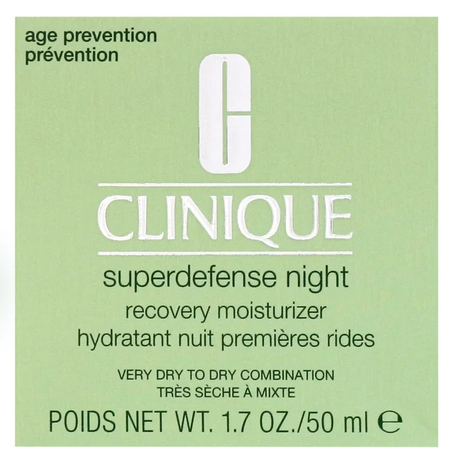 Clinique Superdefense Night Recovery Moisturizer for Very Dry to Dry Combination Skin 50ml / 1.7 fl.oz.