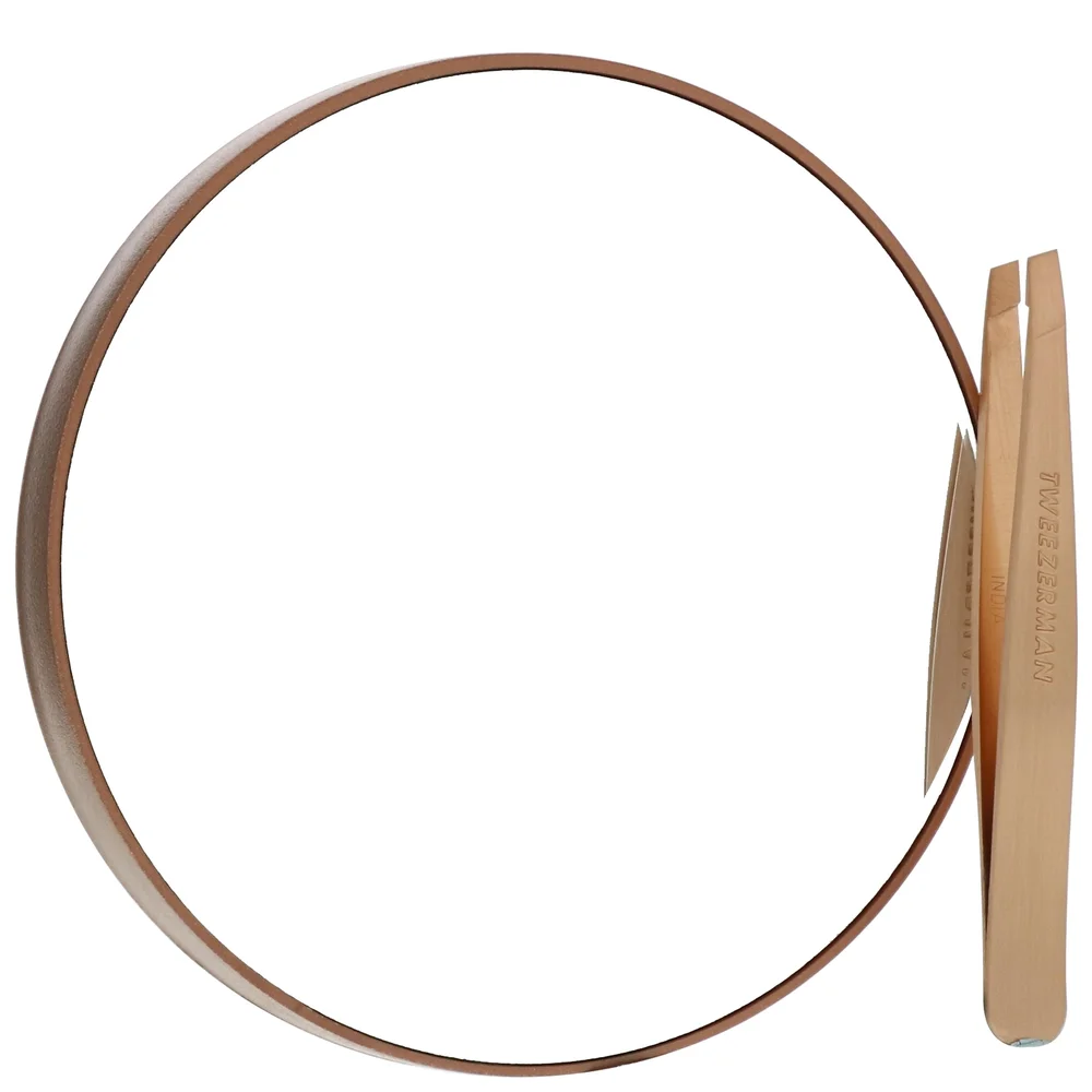 Tweezerman Brows Rose Gold Mini Slant Tweezer & 10x Magnifying Mirror Image 1