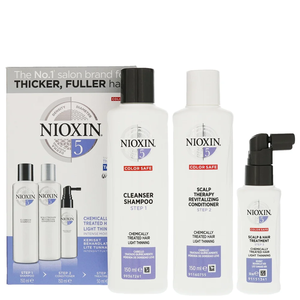 NIOXIN 3D Care System System 5, 3 Part System Kit For Chemically Treated Hair With Light Thinning Image 1