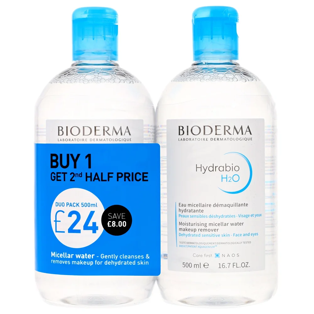 Bioderma Hydrabio H2O: Moisturising Make-Up Removing Micelle Solution Duo 500ml x 2 Image 1