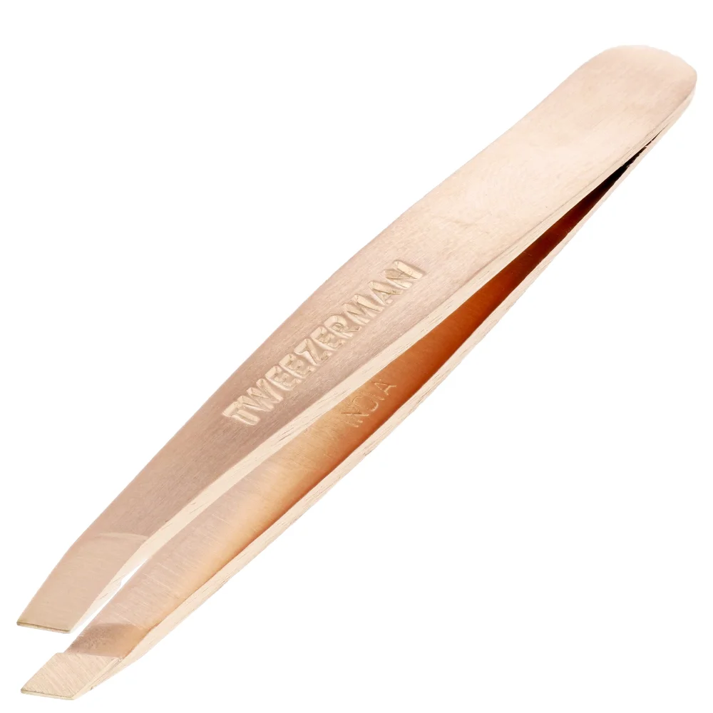 Tweezerman Brows Rose Gold Mini Slant Tweezers & Case Image 1