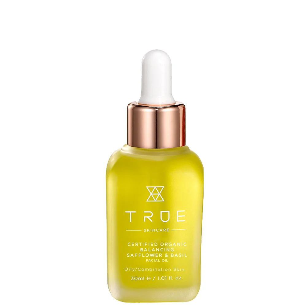TRUE Skincare Facial Oils & Moisturisers Certified Organic Balancing Safflower & Basil Facial Oil 30ml Image 1