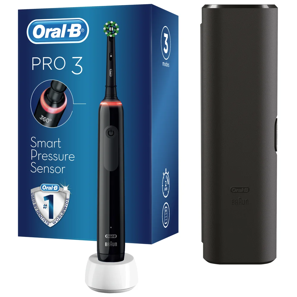 Oral-B Pro 3 - 3500 Cross Action Black + Travel Case Image 1