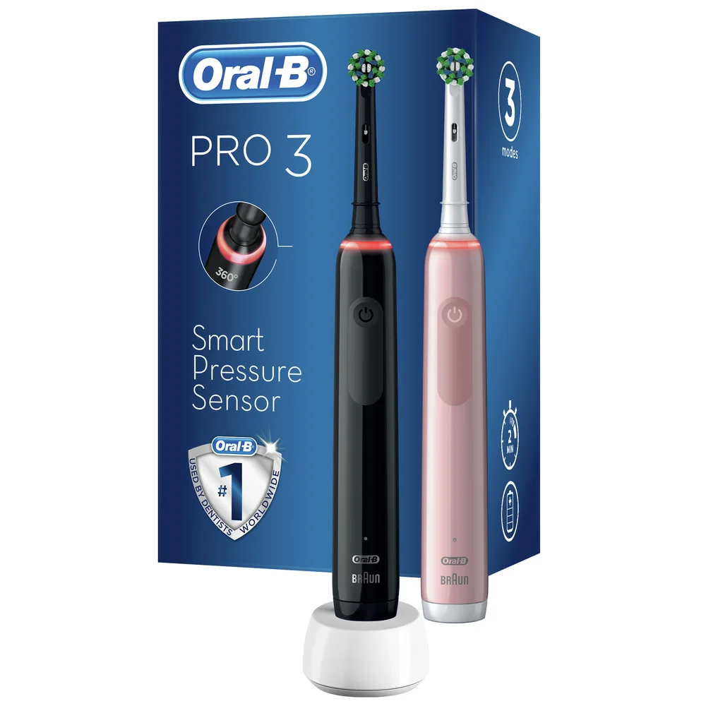 Oral-B Pro 3 - 3900 Duo Pack Black & Pink Image 1