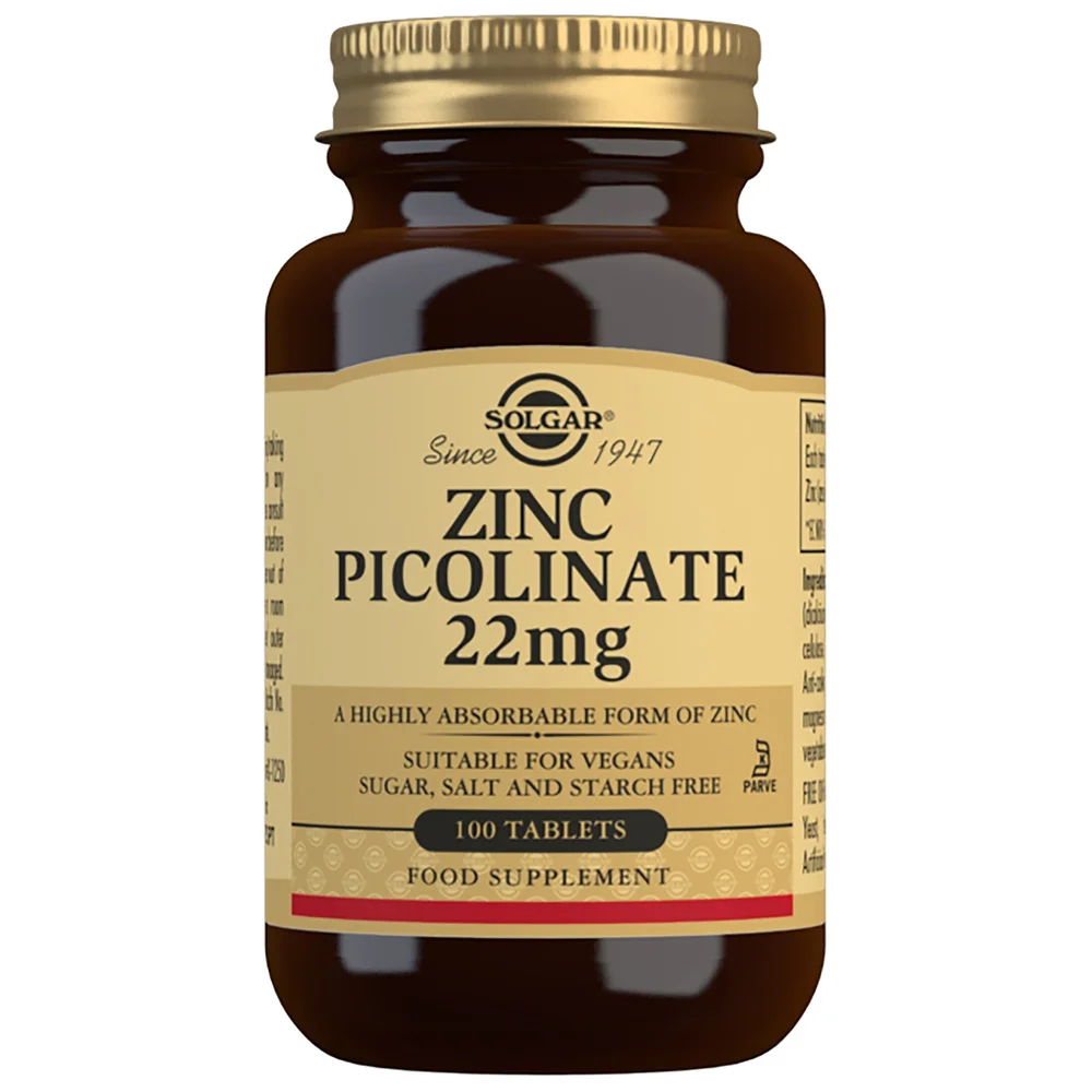 Solgar Minerals Zinc Picolinate 22mg Tablets x 100 Image 1