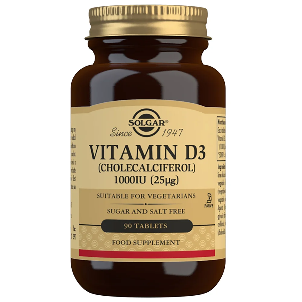 Solgar Vitamins Vitamin D3 (Cholecalciferol) 1000 IU (25 µg) Tablets x 90 Image 1