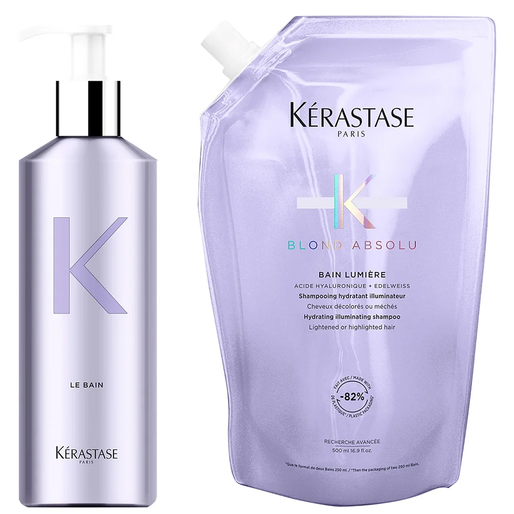 Kérastase Blond Absolu Bain Lumière: Refillable Aluminium Bottle & Shampoo Refill Pouch 500ml Image 1