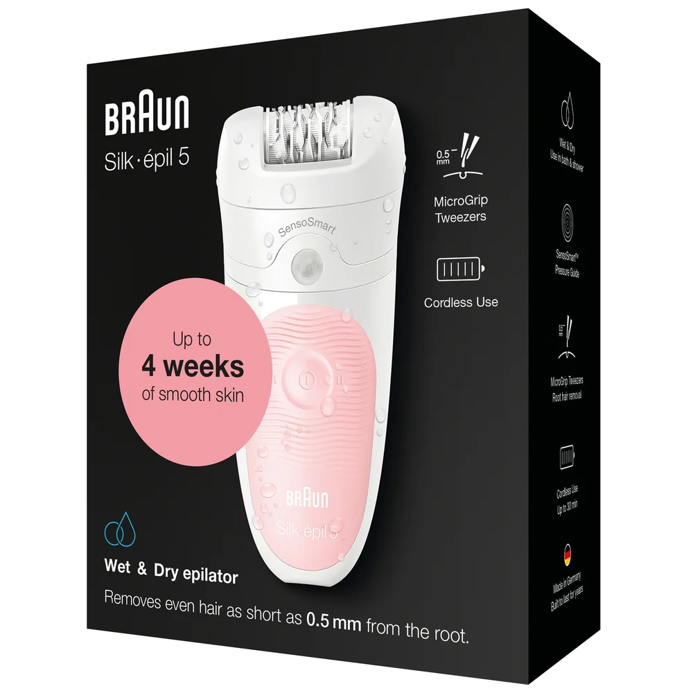 Braun Silk-épil Epilators Silk-épil 5-516 Wet & Dry Epilator with High Frequency Massage Cap Image 1