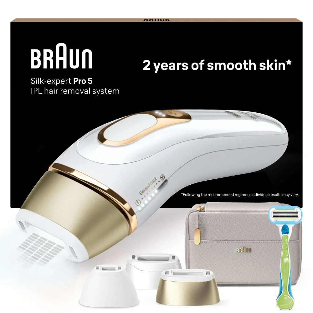 Braun IPL Silk-expert Pro 5 PL5257 IPL With 4 Extras: Wide Head, Precision Head, Venus Razor & Soft Pouch Image 1