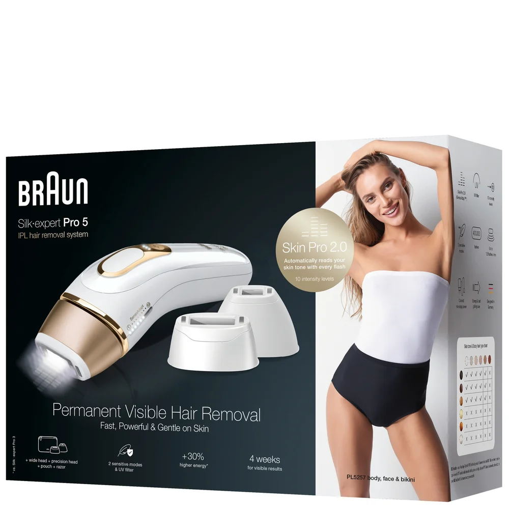 Braun IPL Silk-expert Pro 5 PL5257 IPL With 4 Extras: Wide Head, Precision Head, Venus Razor & Soft Pouch Image 1
