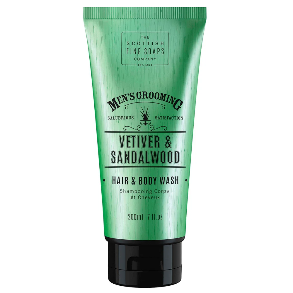 Scottish Fine Soaps Company Men's Grooming Vetiver & Sandalwood Hair & Body Wash 200ml Image 1