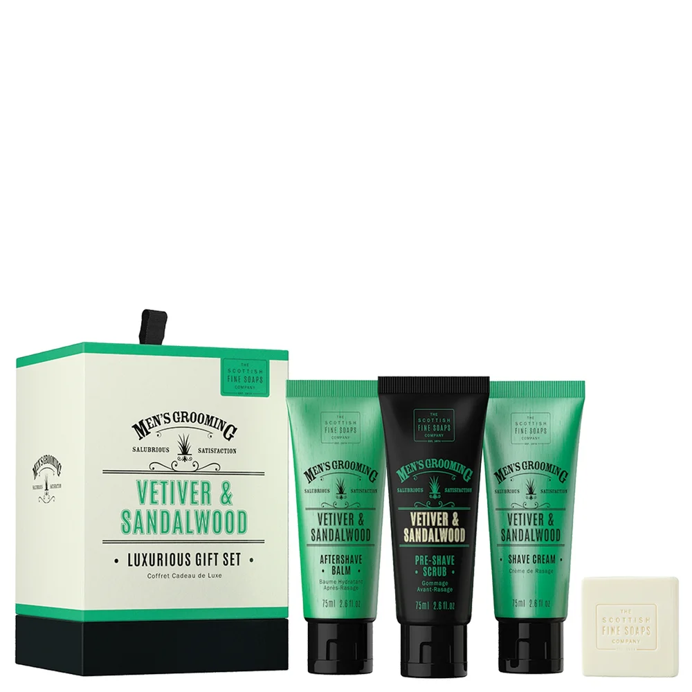 Scottish Fine Soaps Company Men's Grooming Vetiver & Sandalwood Luxurious Gift Set Image 1