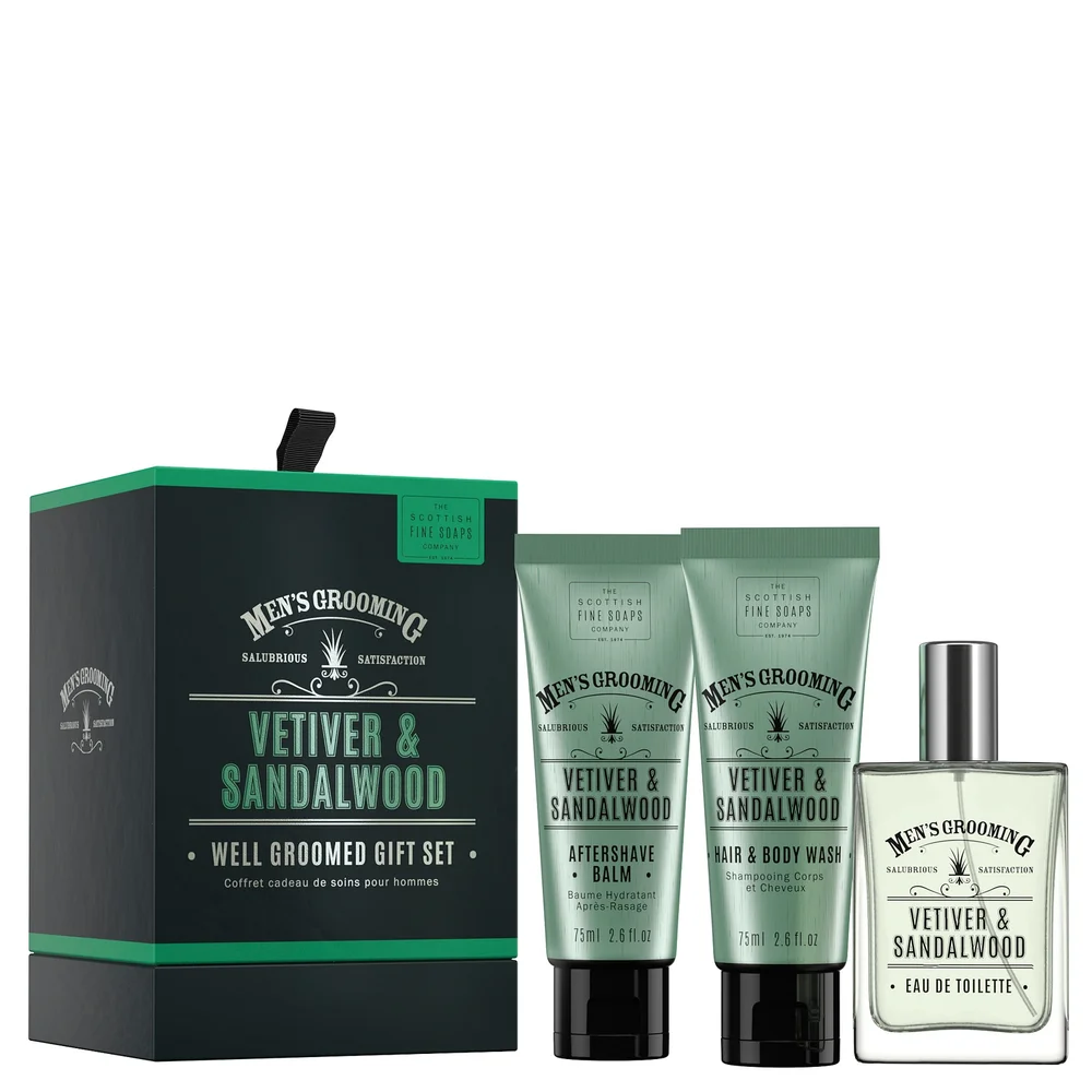 Scottish Fine Soaps Company Men's Grooming Vetiver & Sandalwood Well Groomed Gift Set Image 1