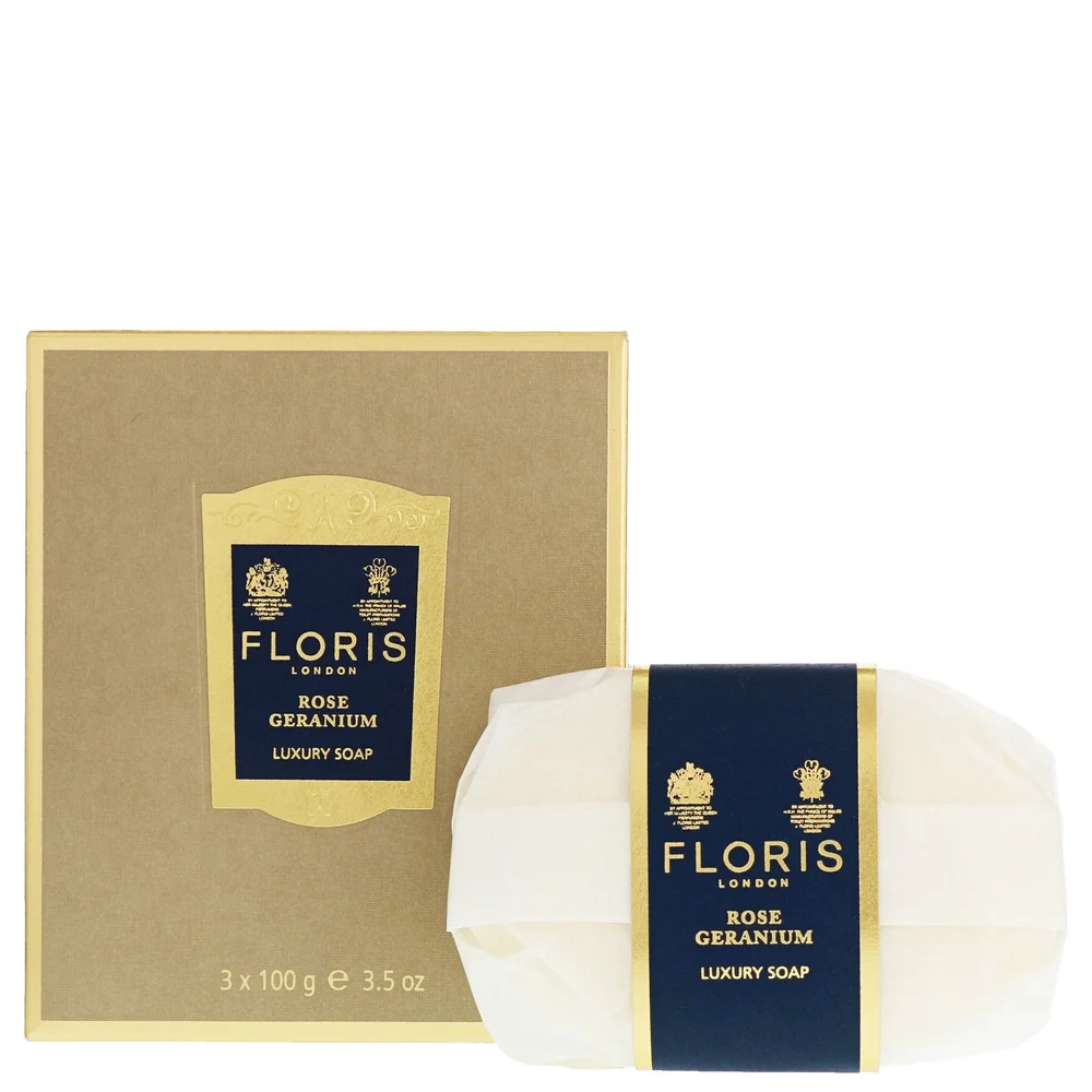 Floris London Rose Geranium Luxury Soap 3 x 100g Image 1
