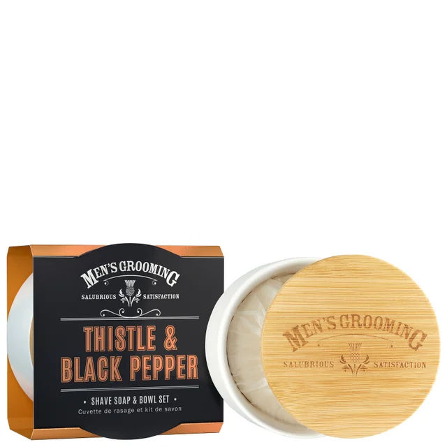 Scottish Fine Soaps Company Men's Grooming Thistle & Black Pepper Shave Soap & Bowl Set 100g