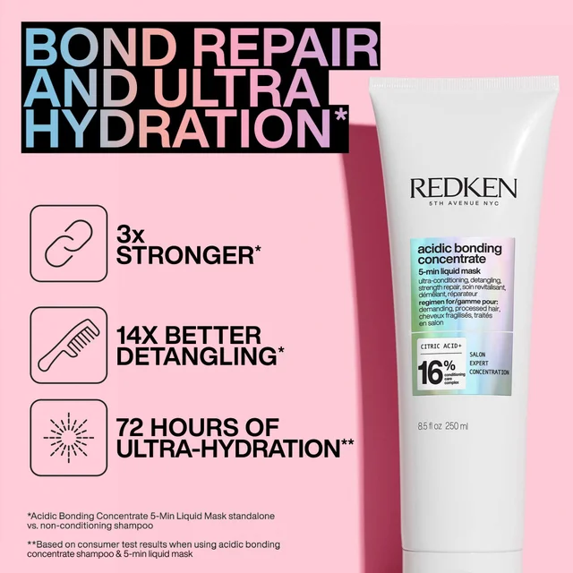 Redken Acidic Bonding Concentrate 5-Minute Liquid Hair Mask, Bond Repair and Hydration 250ml