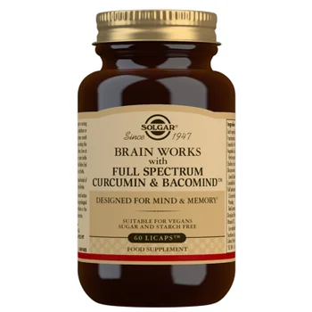Solgar Botanical & Herb Brain Works with Full Spectrum Curcumin & BacoMind Capsules x 60
