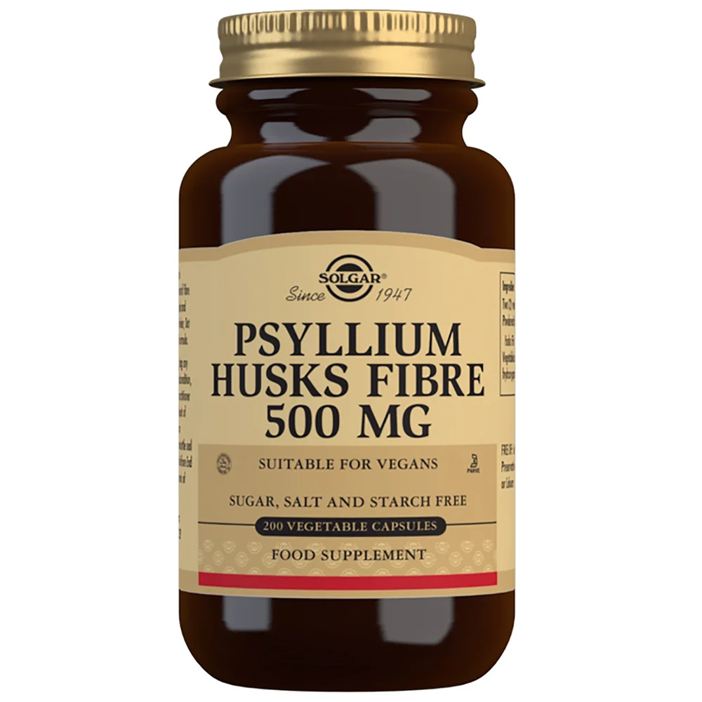 Solgar Digestive Aids Psyllium Husks Fibre 500mg Vegetable Capsules x 200 Image 1