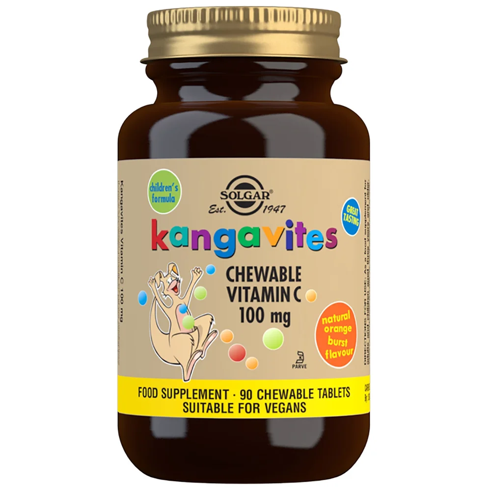 Solgar Vitamins Kangavites Natural Orange Burst Vitamin C 100 mg Chewable Tablets x 90 Image 1