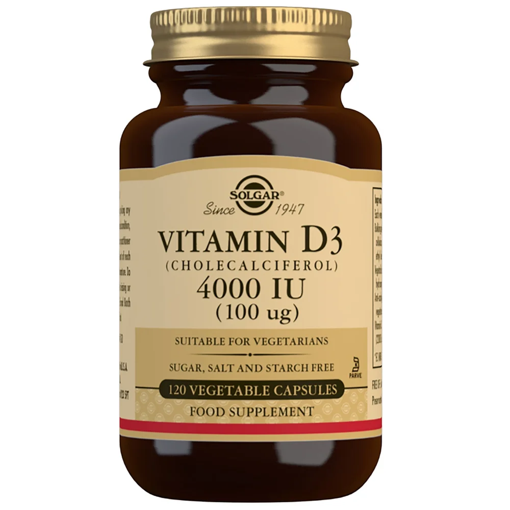 Solgar Vitamins Vitamin D3 (Cholecalciferol) 4000 IU (100µg) Vegetable Capsules x 120 Image 1