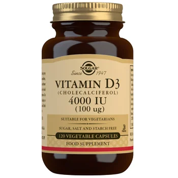 Solgar Vitamins Vitamin D3 (Cholecalciferol) 4000 IU (100µg) Vegetable Capsules x 120