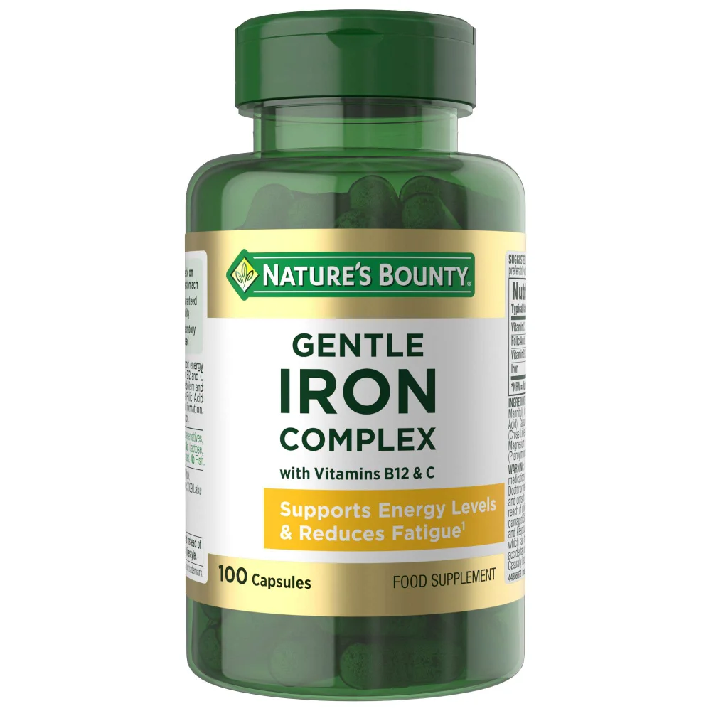Nature's Bounty Everyday Energy Gentle Iron Complex with Vitamins B12 & C Capsules x 100 Image 1