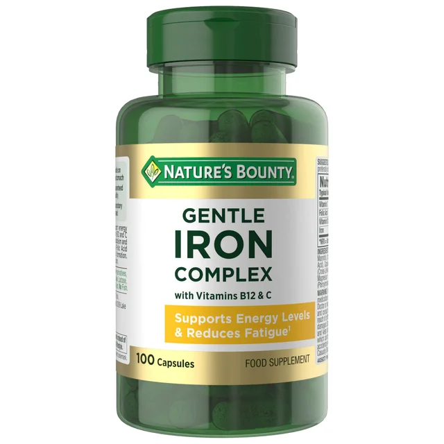 Nature's Bounty Everyday Energy Gentle Iron Complex with Vitamins B12 & C Capsules x 100