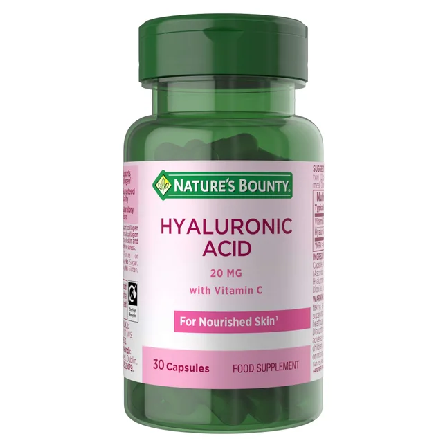 Nature's Bounty Hyaluronic Acid 20mg with Vitamin C Capsules x 30