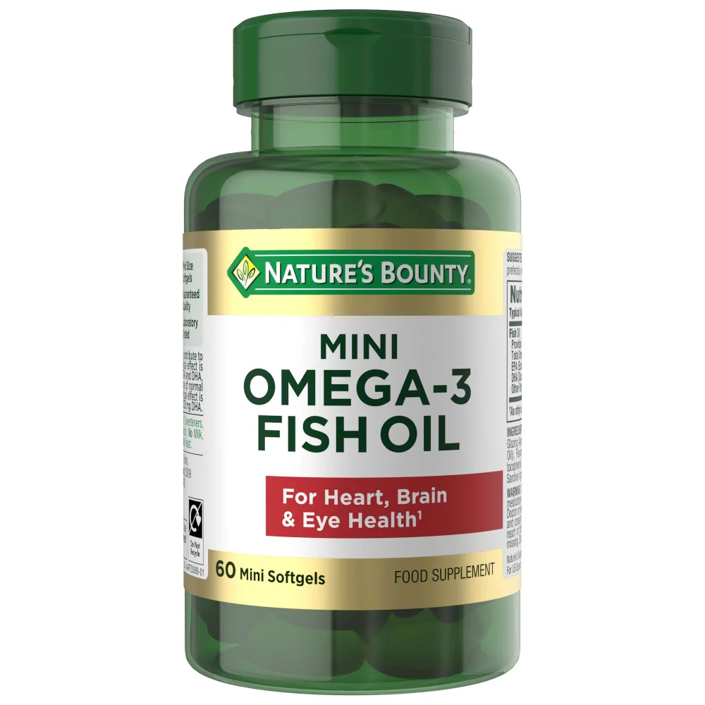 Nature's Bounty Fish Oil & Omegas Mini Omega-3 450mg Softgels x 60 Image 1