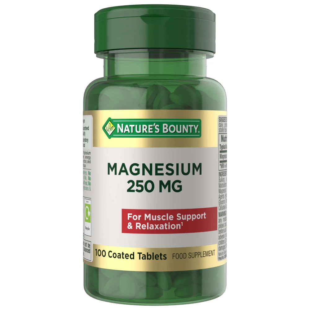 Nature's Bounty Magnesium 250 mg Coated Tablets x 100 Image 1