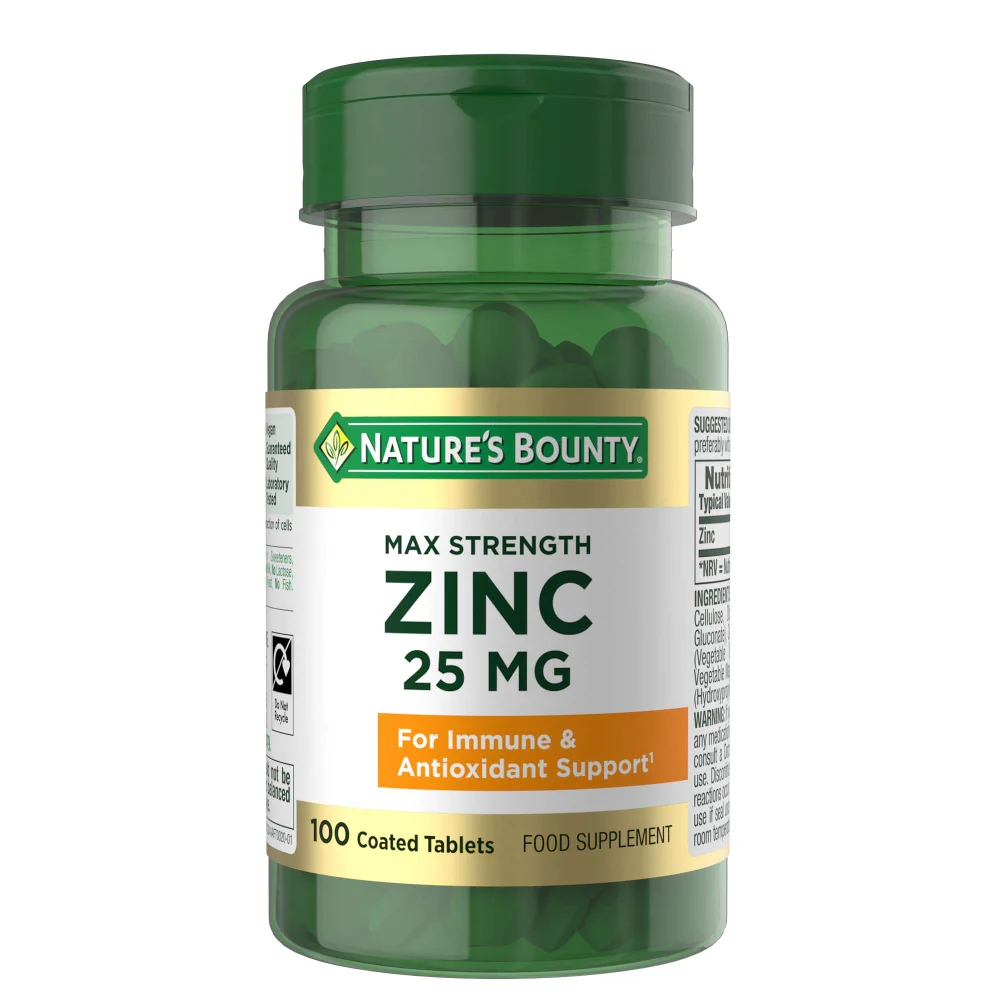 Nature's Bounty Maximum Strength Zinc 25mg Coated Tablets x 100 Image 1