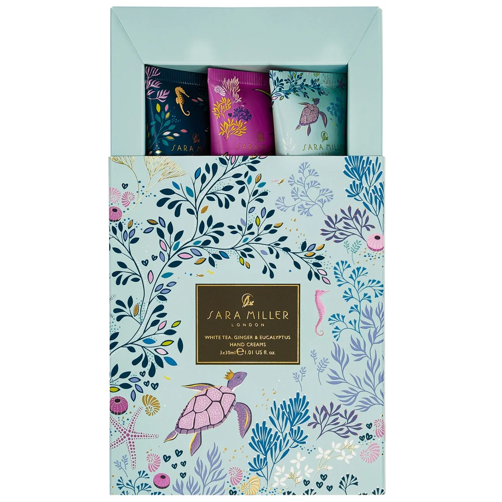 Sara Miller London Underwater Spa White Tea Ginger & Eucalytus Hand Creams 3 x 30ml Image 1