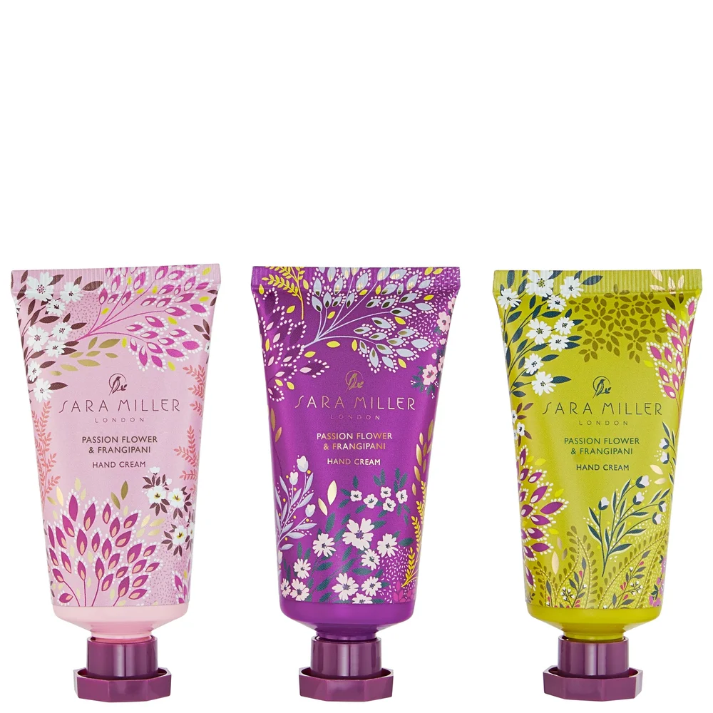 Sara Miller London Haveli Garden Passion Flower & Frangipani Hand Cream Trio Image 1