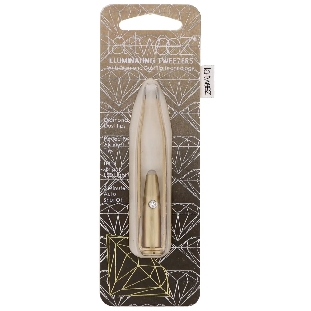 La-tweez Tweezers ECO GOLD Ultra Bright LED Tweezer with Diamond Dust Tip Technology Image 1