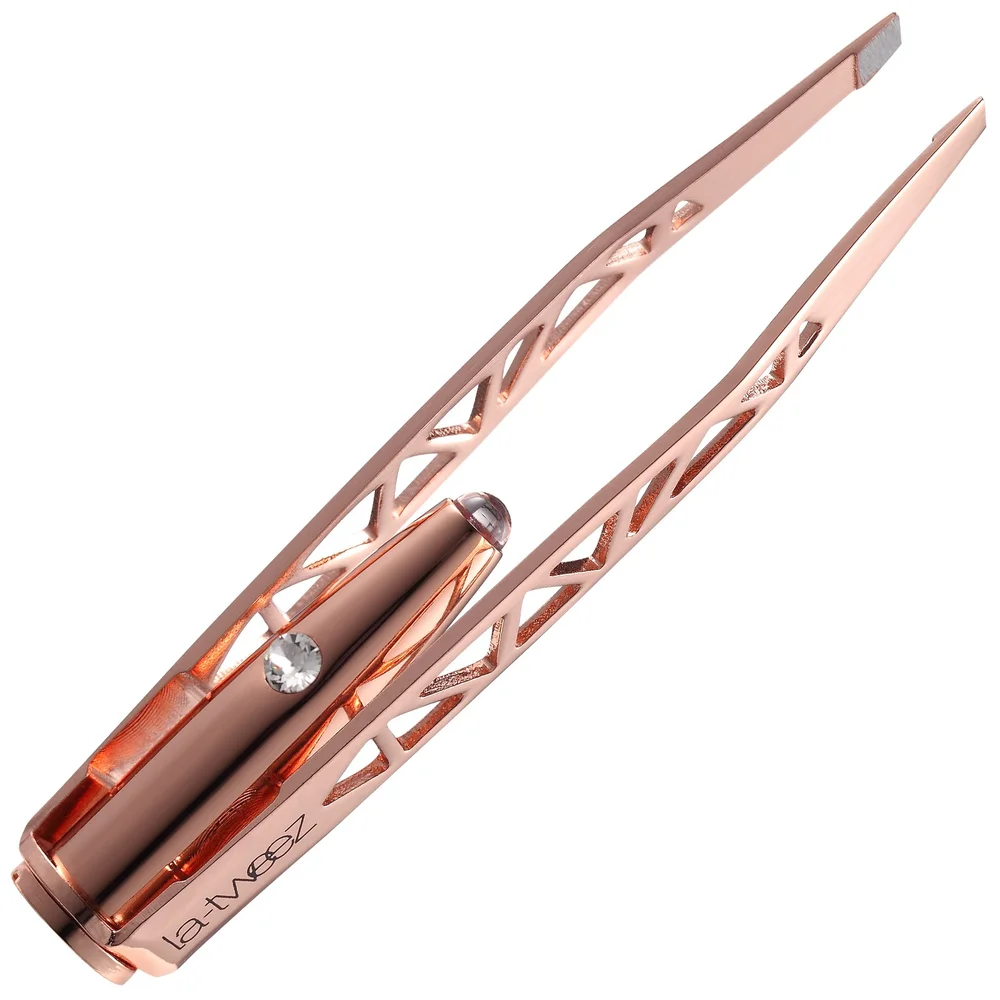 La-tweez Tweezers ECO ROSE GOLD Ultra Bright LED Tweezer with Diamond Dust Tip Technology Image 1