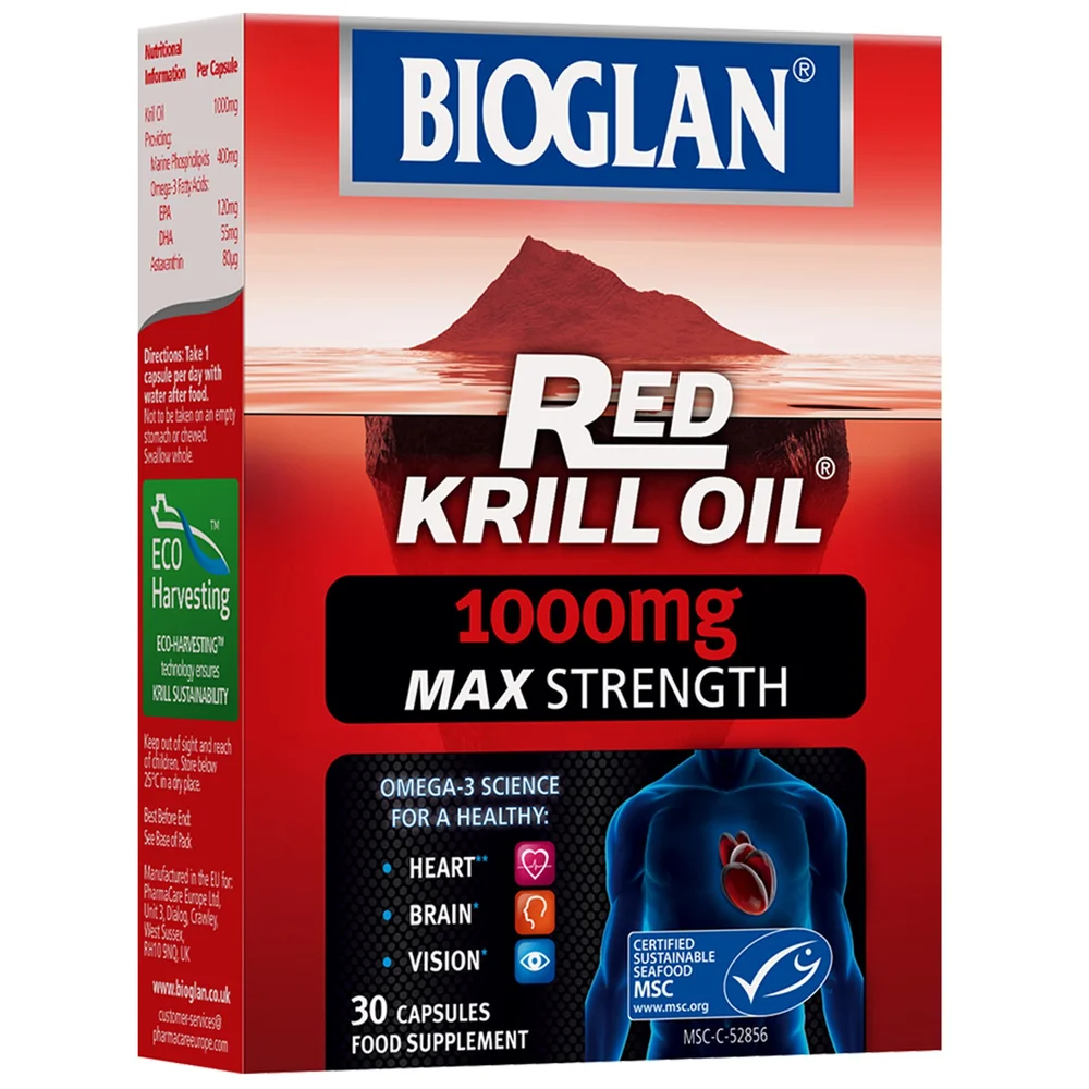 Bioglan Red Krill Oil Max Strength 1000mg Capsules x 30 Image 1