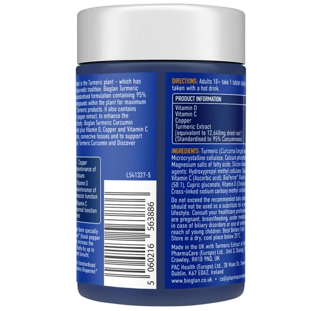 Bioglan Active Curcumin High Strength Turmeric 12,640 MG x 30 Tablets