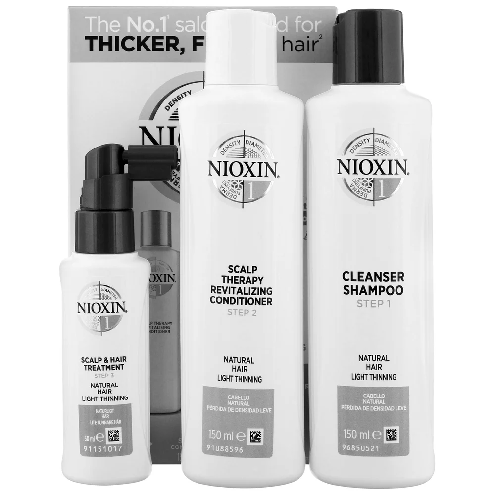 NIOXIN 3D Care System System 1, 3 Part System Kit for Natural Hair With Light Thinning Image 1