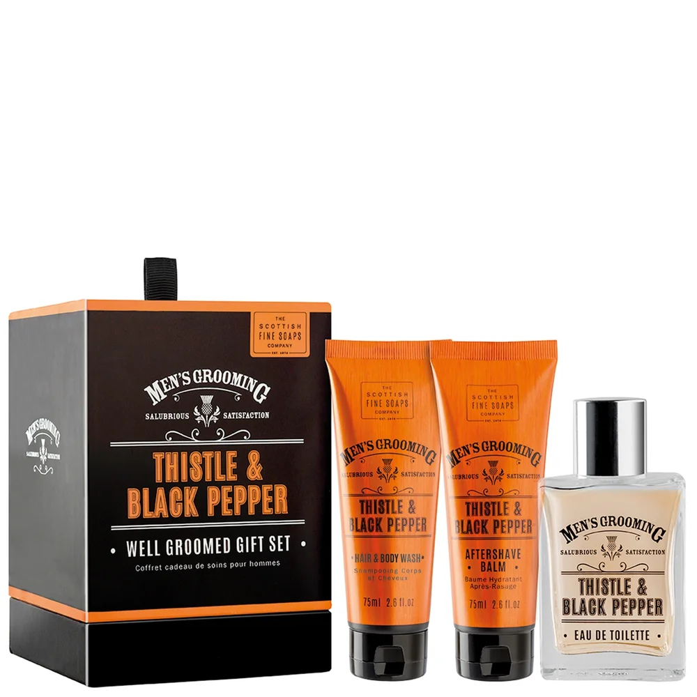 Scottish Fine Soaps Company Men's Grooming Thistle & Black Pepper Well Groomed Gift Set Image 1