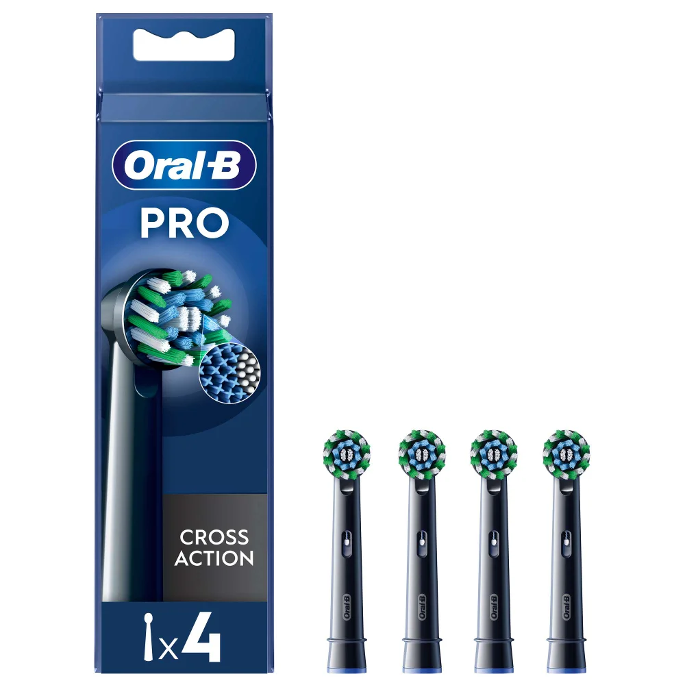 Oral-B Toothbrush Heads Pro Cross Action Black Toothbrush Heads 4 Pack Image 1