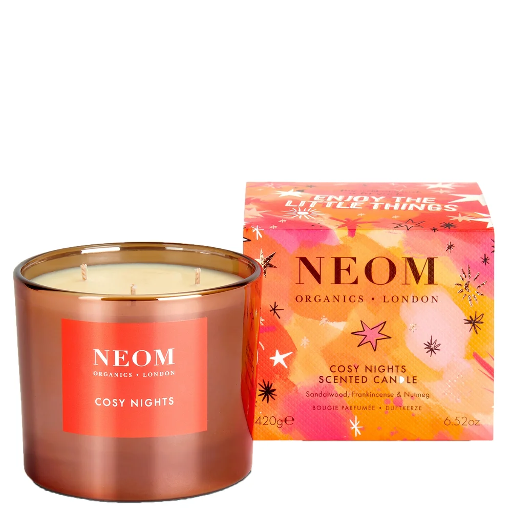Neom Wellbeing London Scent To De-Stress Cosy Nights 3 Wick Candle 420g Image 1