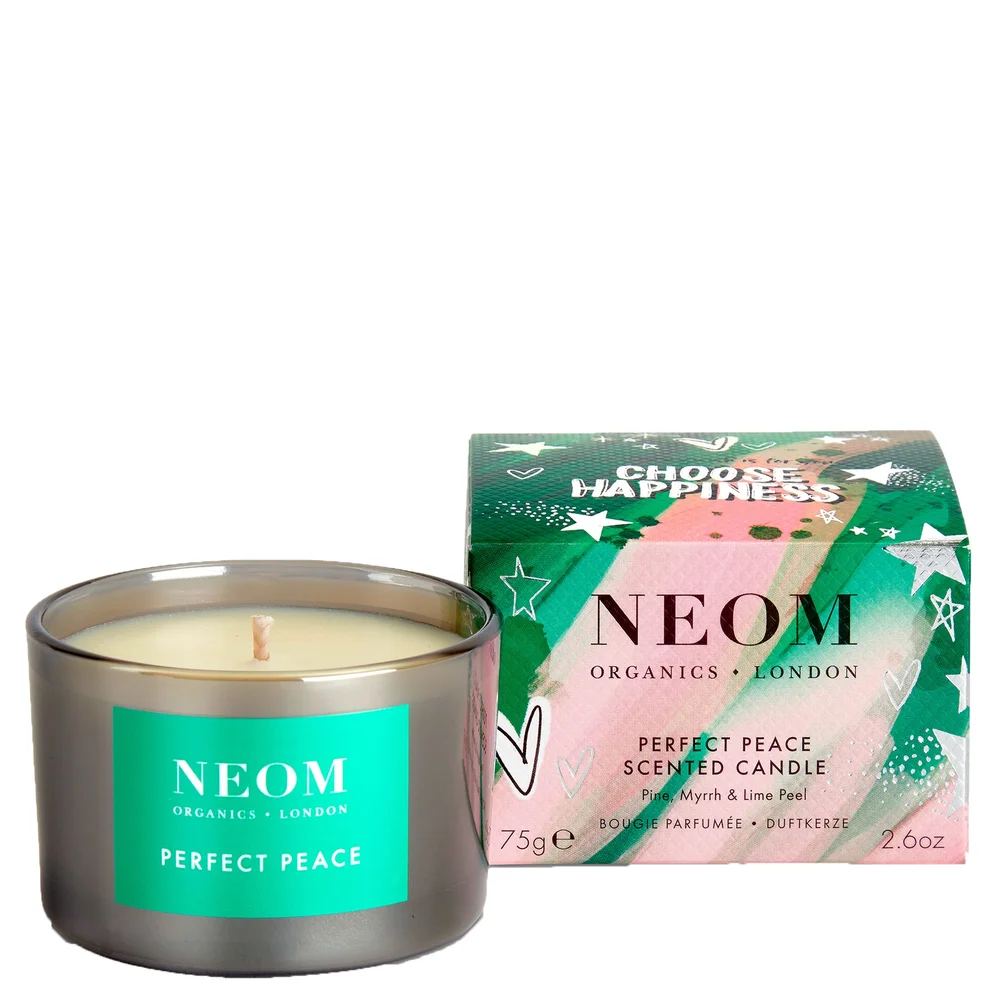 Neom Wellbeing London Christmas 2023 Scent To Make You Happy Perfect Peace Travel Candle 75g Image 1