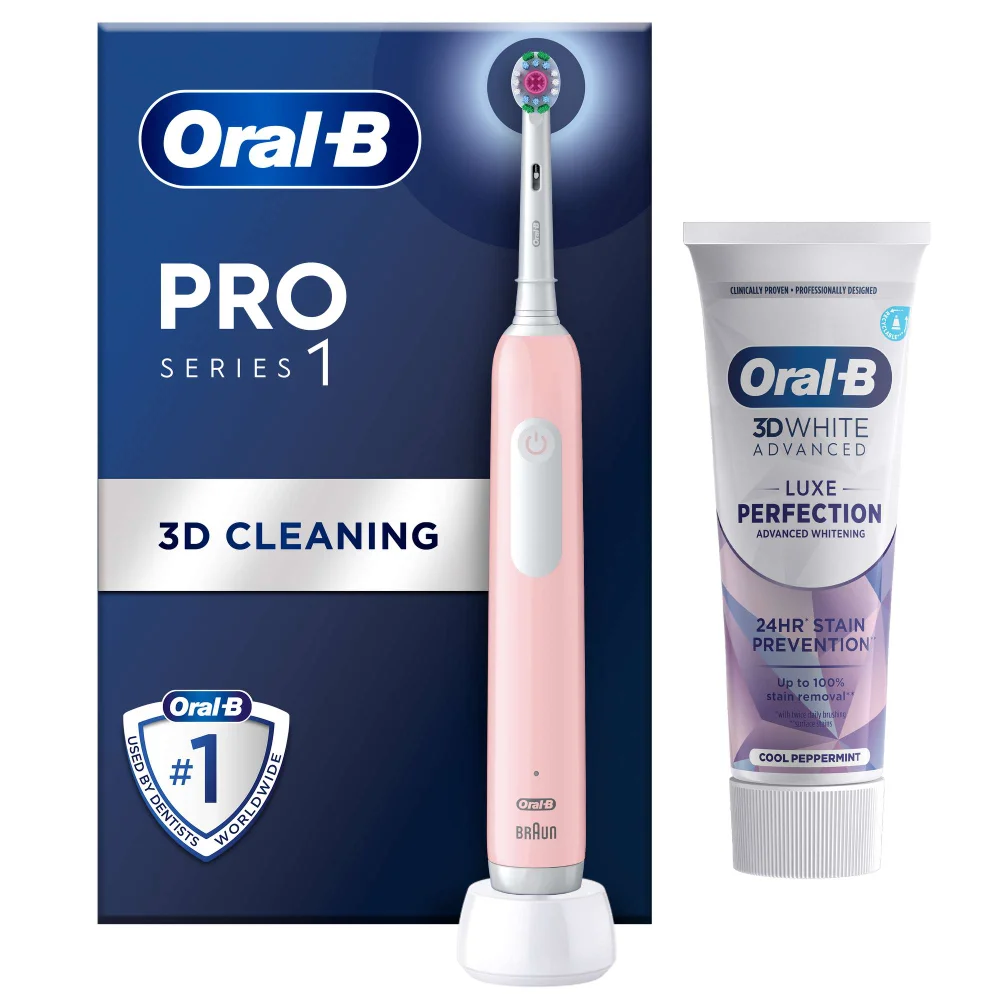 Oral-B Pro 1 Pink Electric Toothbrush + Toothpaste 75ml Image 1