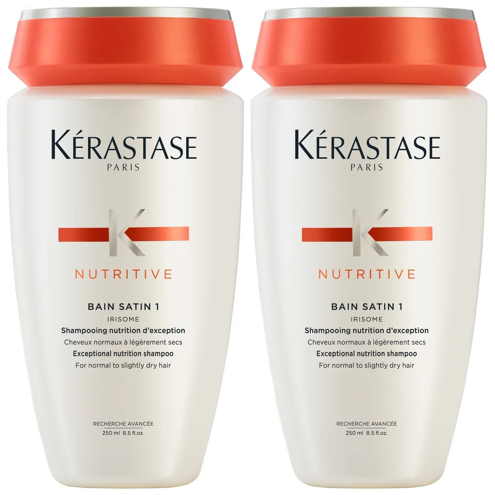 Kérastase Duo: Nutritive Bain Satin 1: Nourishing Shampoo for Slightly Dry Hair 2 x 250ml Image 1