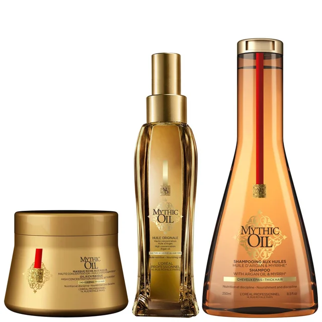 L'Oréal Professionnel Trio: Mythic Oil Shampoo 250ml, Oil Rich Masque 200ml & Huile Originale Oil 100ml