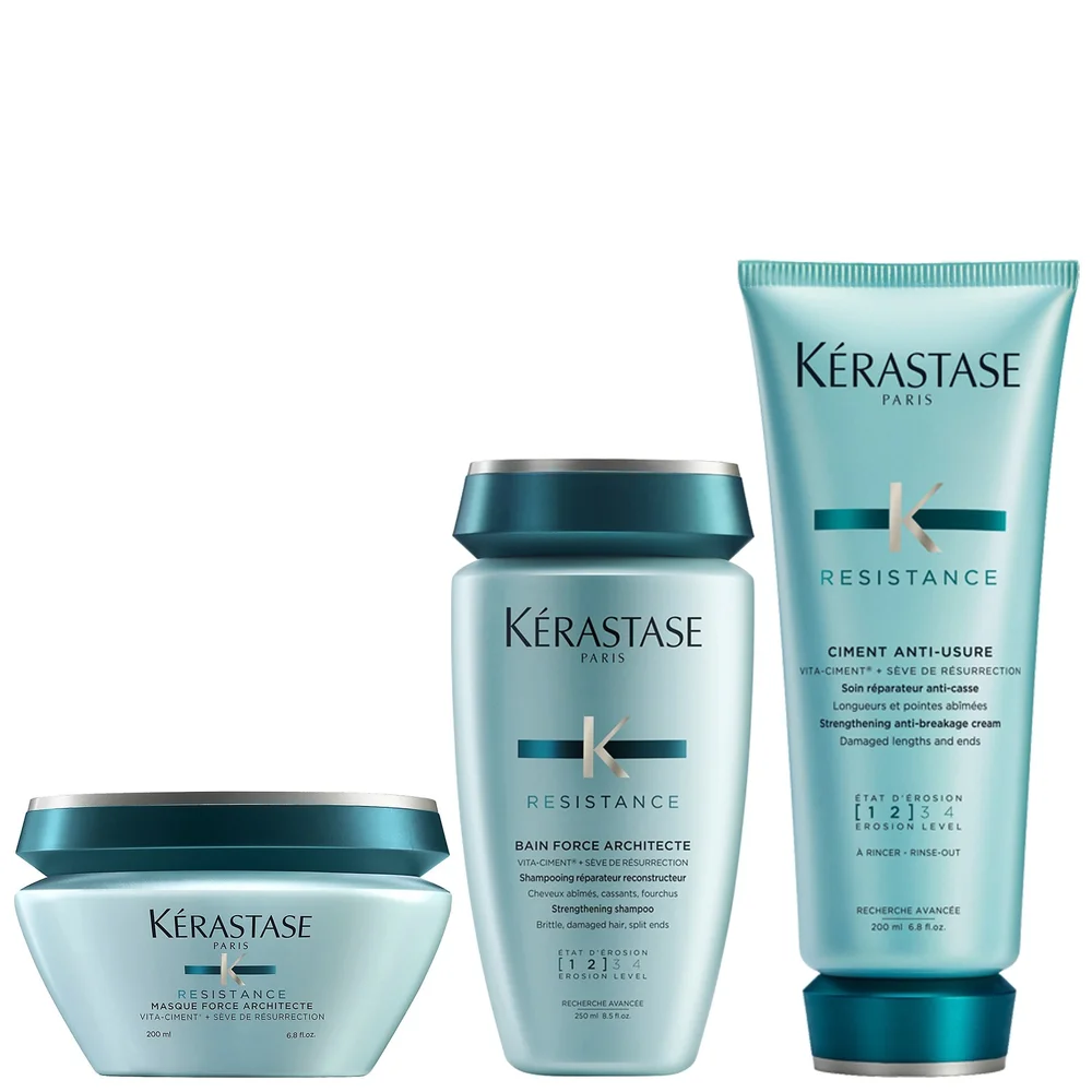 Kérastase Bundles Trio: Resistance Bain Force Architecte Shampoo 250ml, Ciment Anti-Usure 200ml & Masque 200ml Image 1